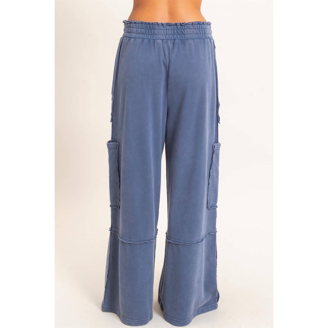 Navy Mineral Wash Cargo Pants