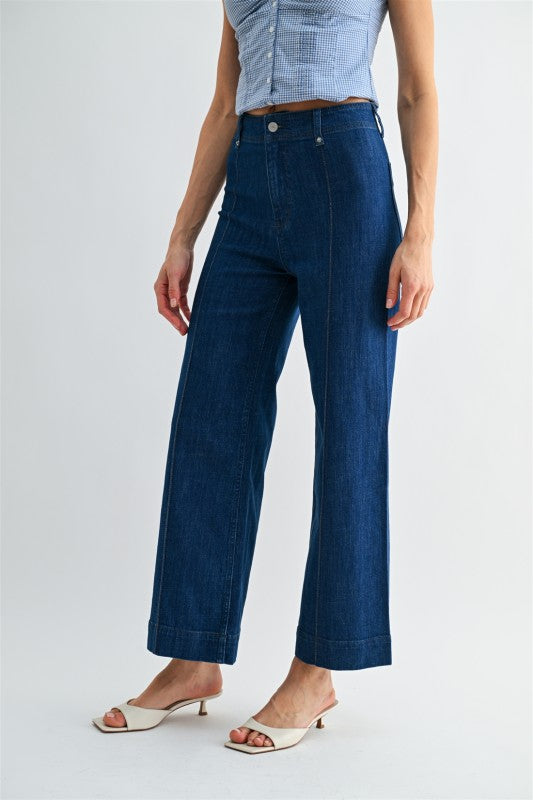 High Rise Wide Leg Ankle Jeans