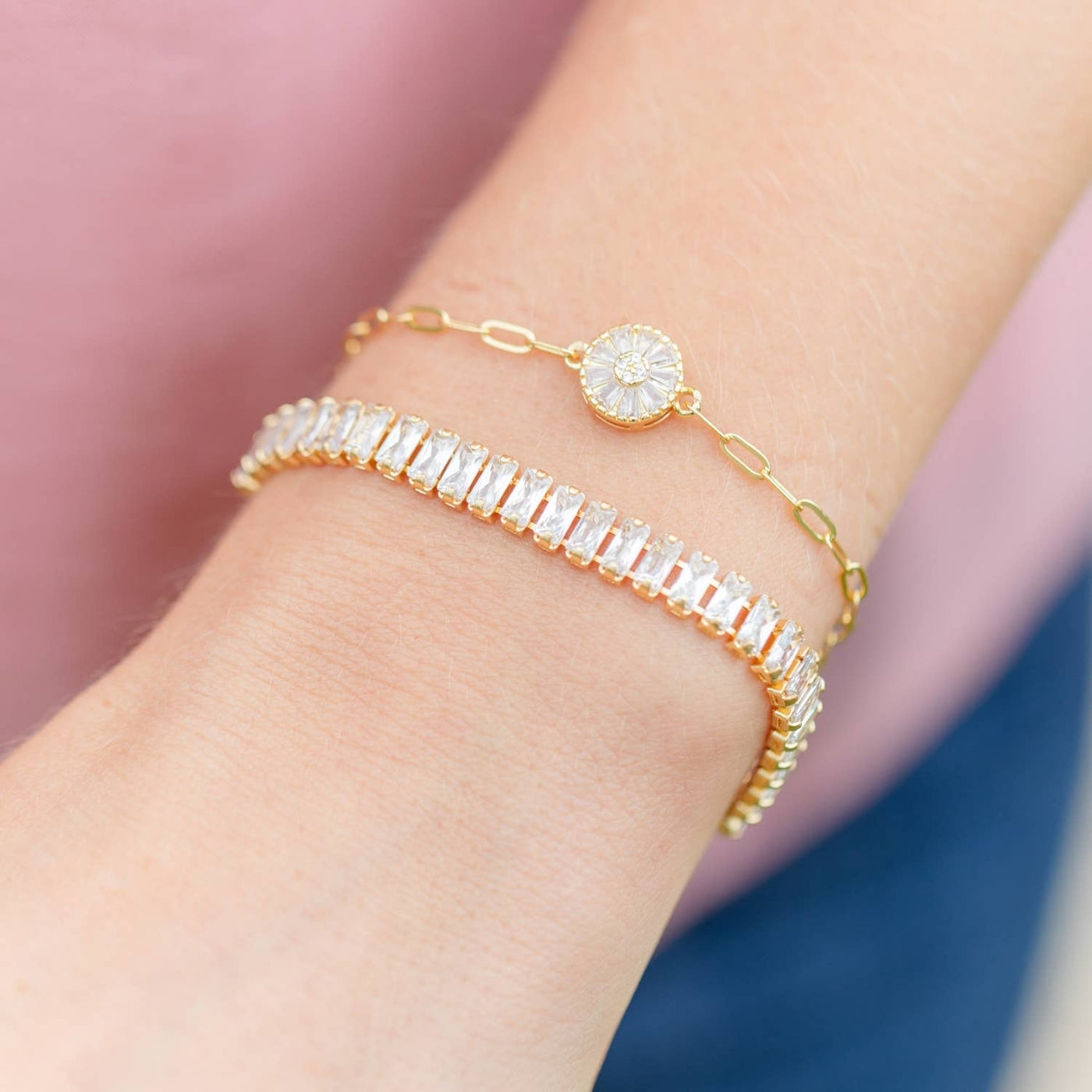 Gold Baguette Pulley Bracelet