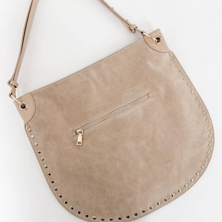 Rosalie Rivet Suede Hobo Bag : Chocolate