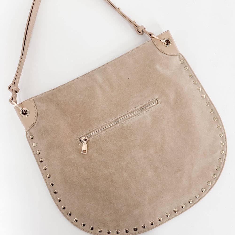 Rosalie Rivet Suede Hobo Bag : Black