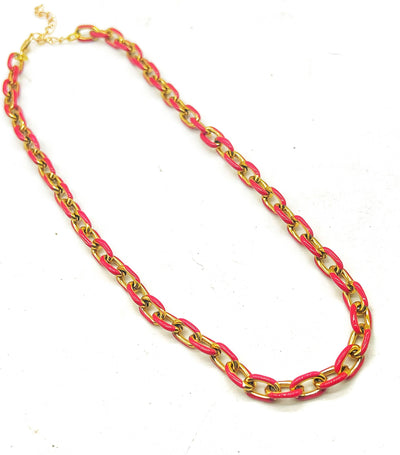 Red Gold Enamel Chain Layering Necklace Chiefs