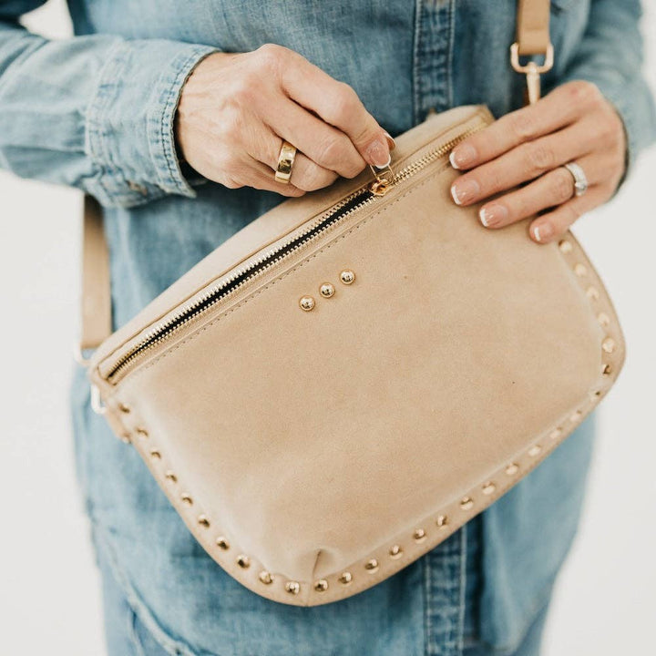 Sabrina Studded Suede Bum Bag : Chocolate