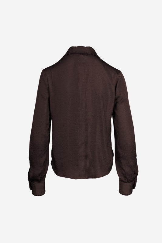 Chocolate Button Up Cropped Blouse
