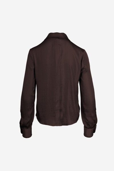 Chocolate Button Up Cropped Blouse