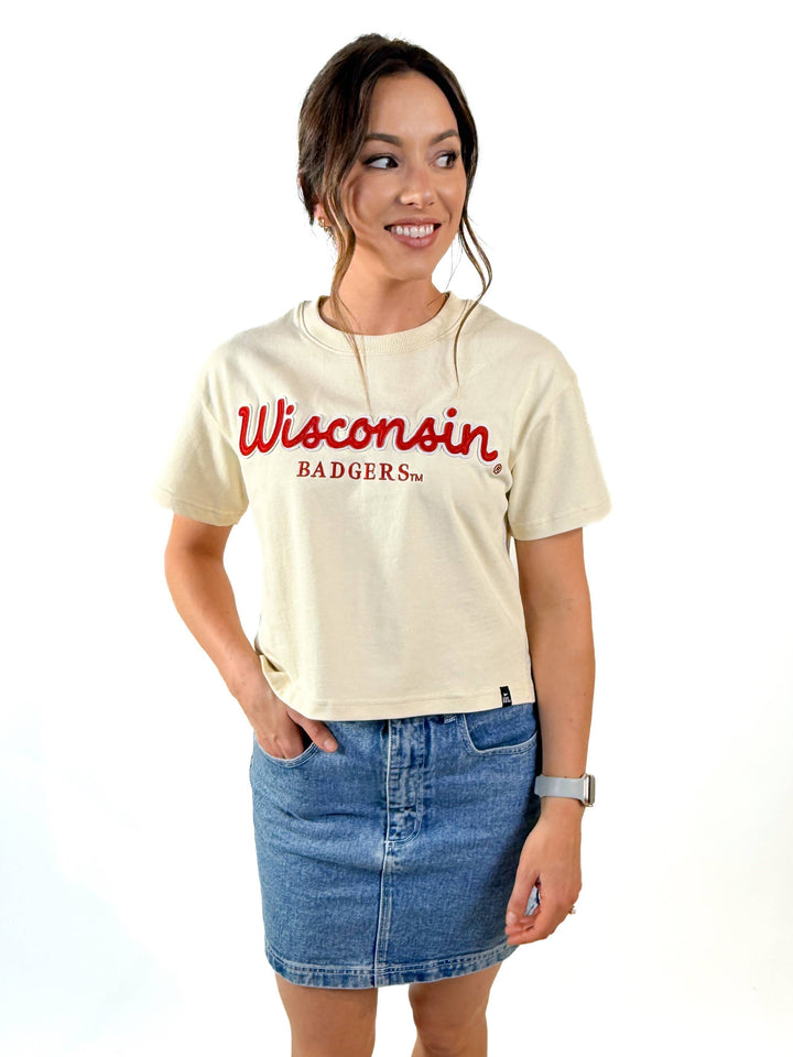 Oatmeal Wisconsin Heavyweight Crop Tee