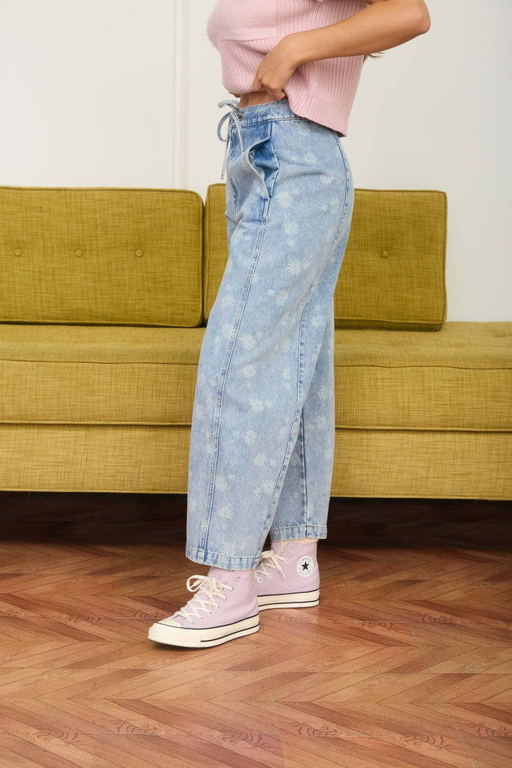 Dandelion Print Light Denim Jeans