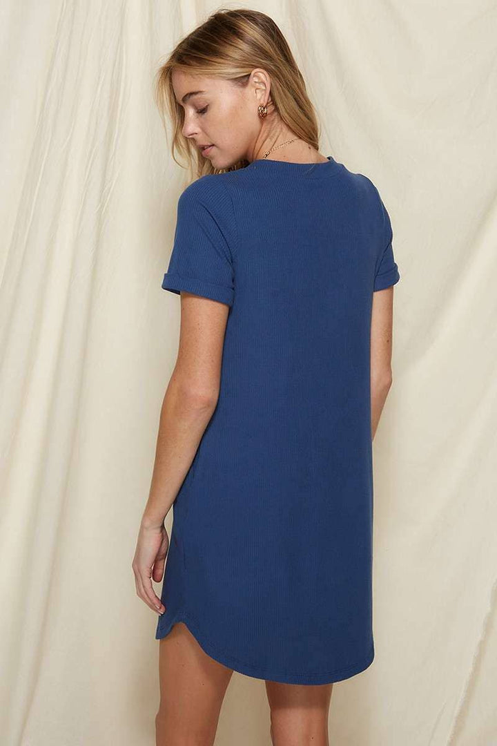 Denim Rib Knit Tee Dress