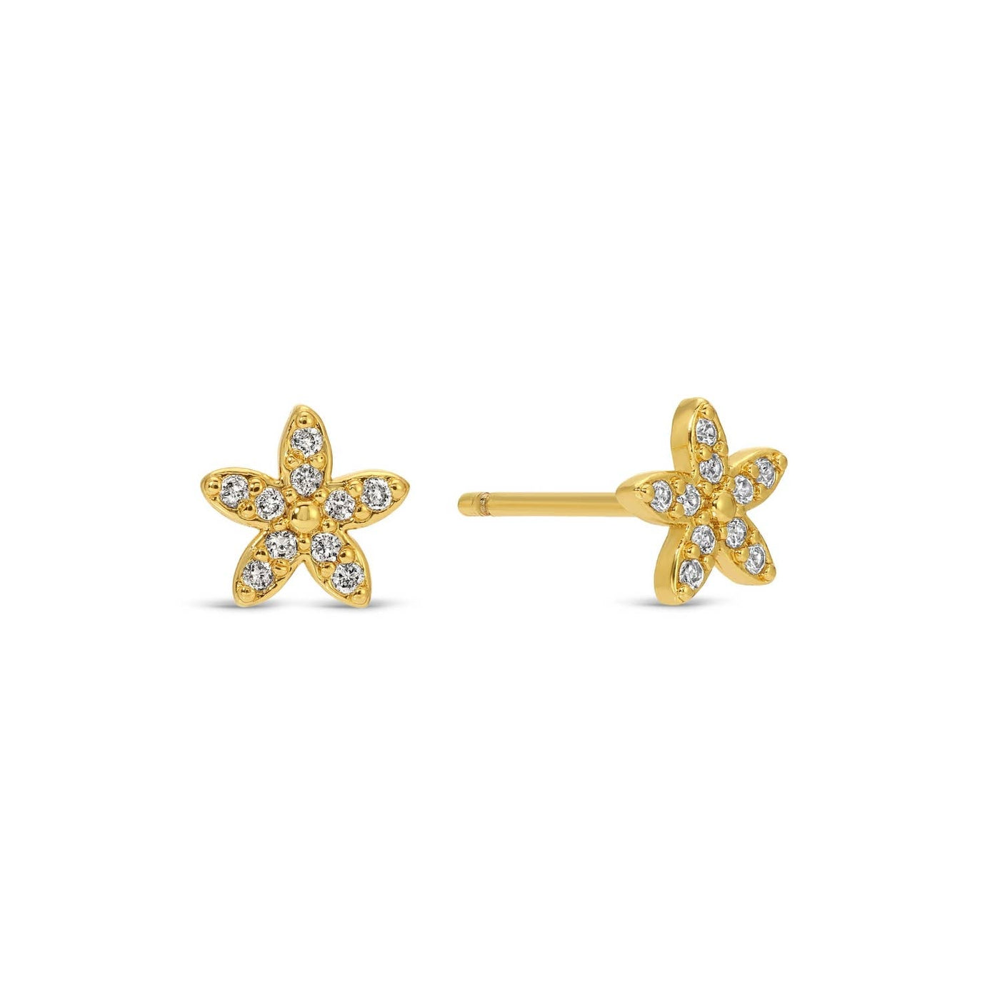 Gold Pave Flower Studs