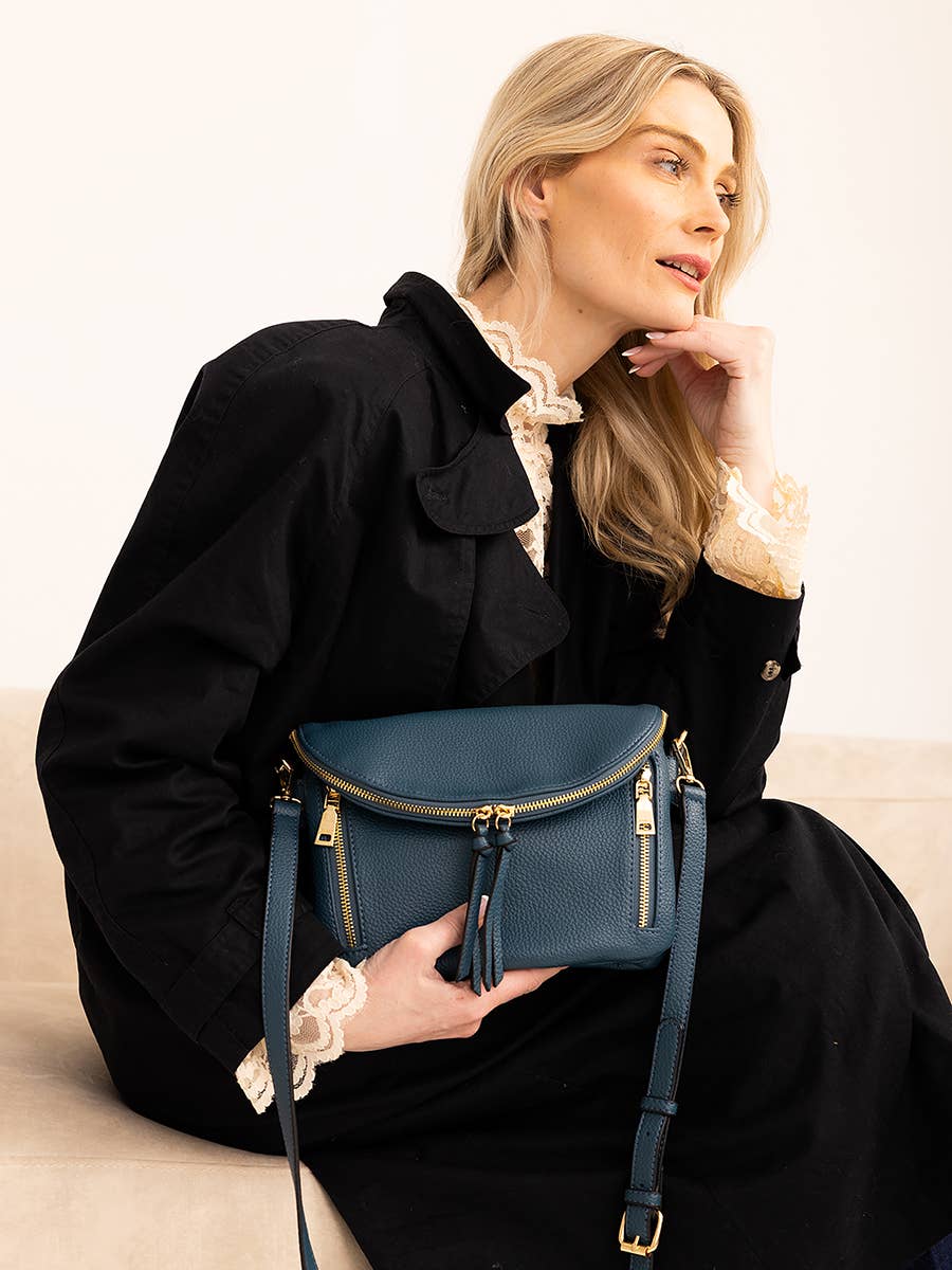 Aubree Prussian Blue Flapover Crossbody