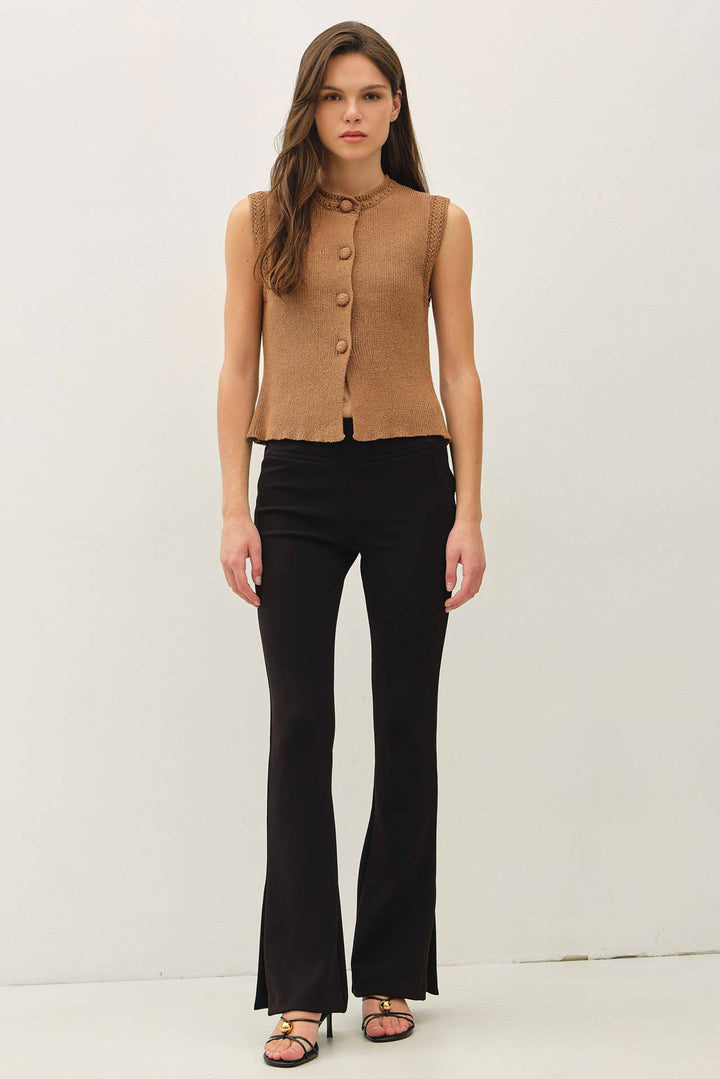 Mocha Button Up Sweater Vest
