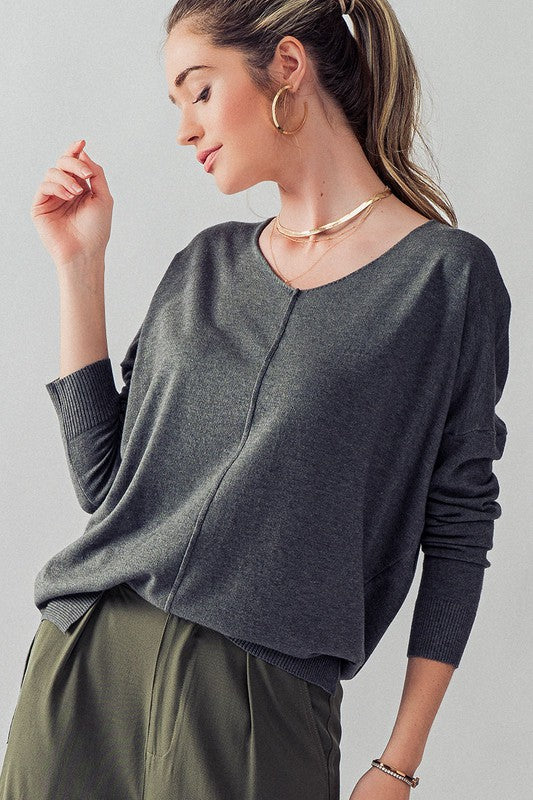 Charcoal Soft High-Low Tunic Sweater