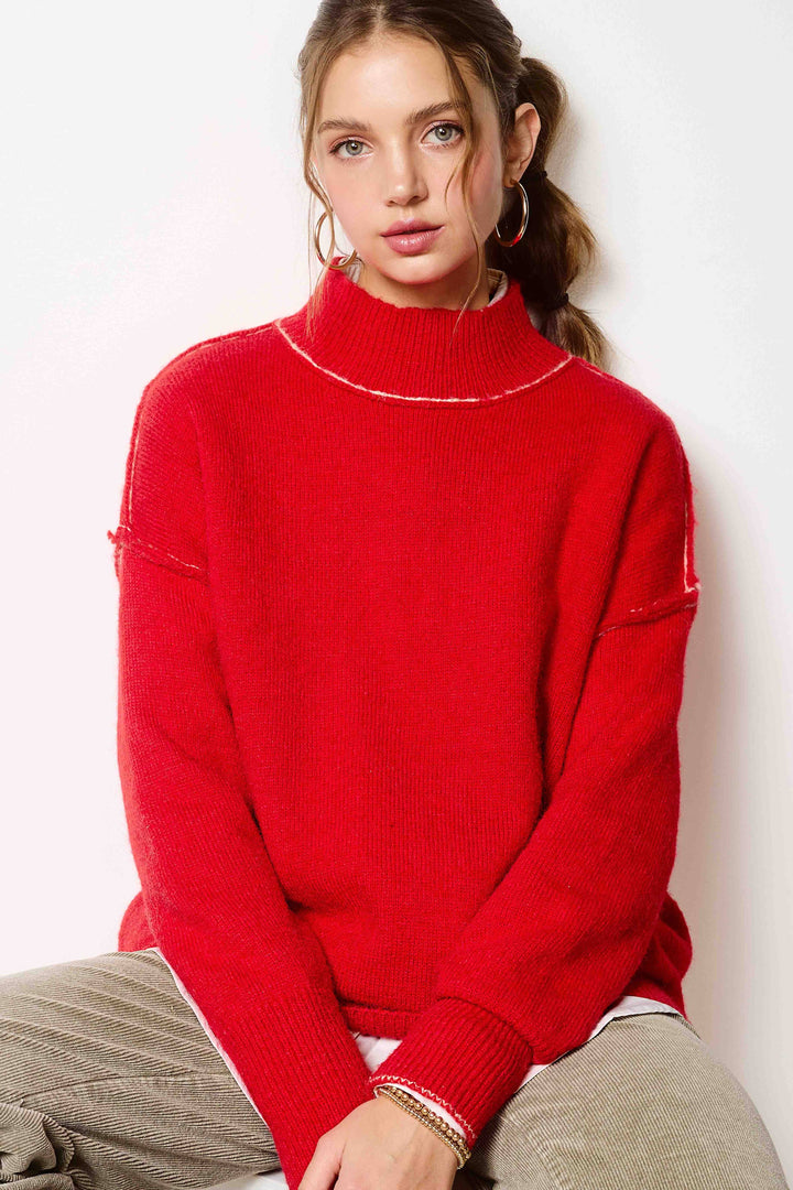 Candy Cane Mock Neck Sweater