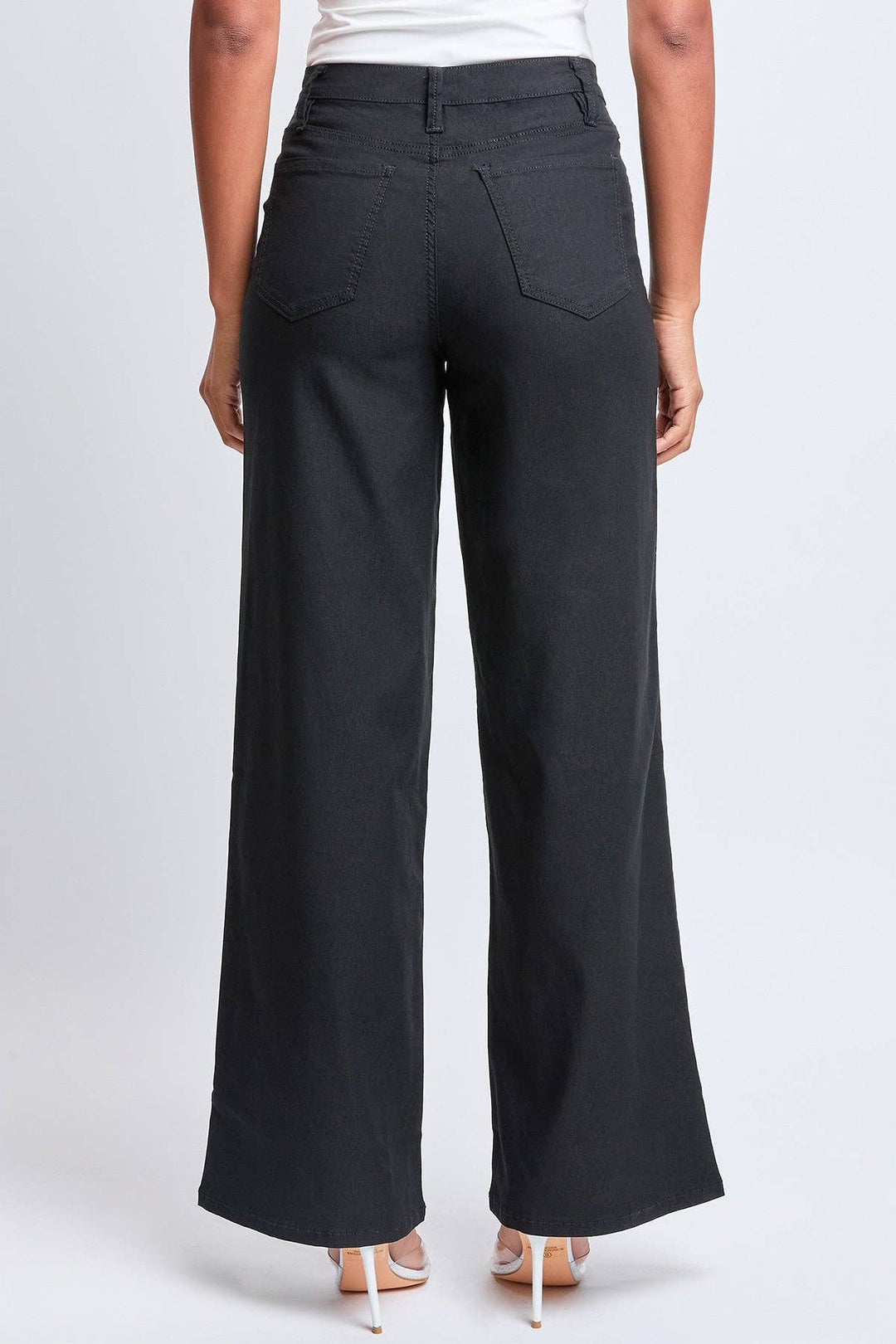 Black High Rise Hyperstretch Wide Leg Jeans