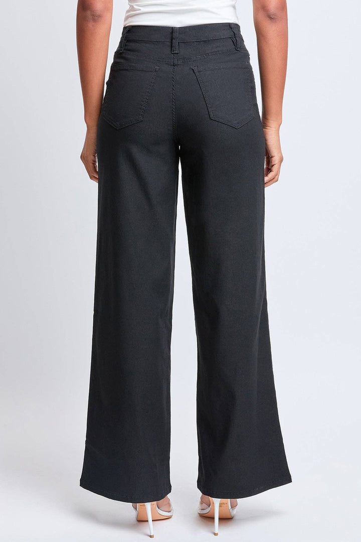Black High Rise Hyperstretch Wide Leg Jeans