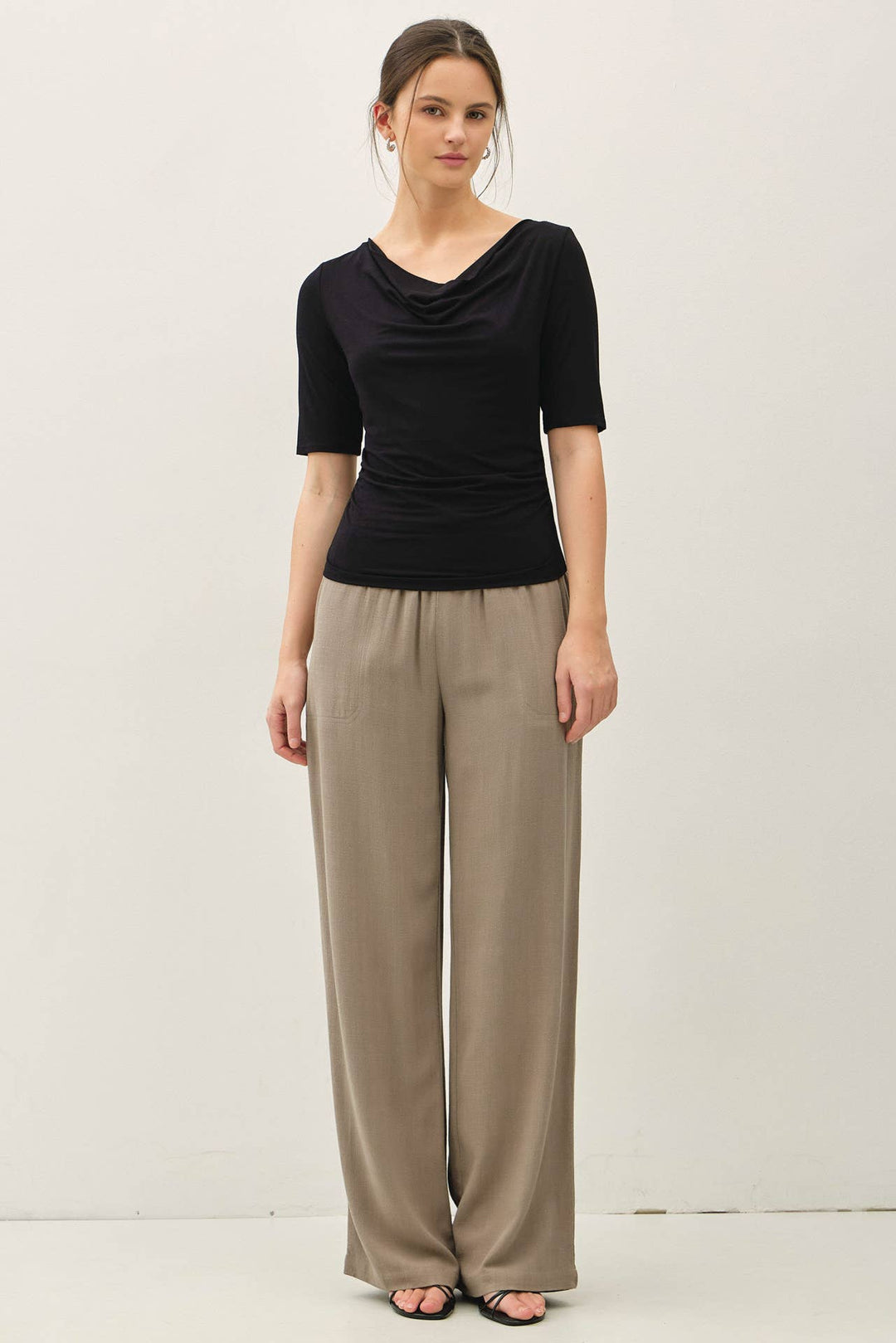 Black Cowl Neck Top
