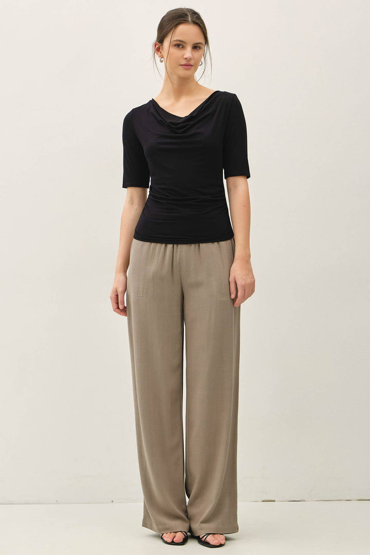 Black Cowl Neck Top