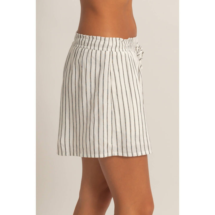 Black Striped Drawstring Shorts