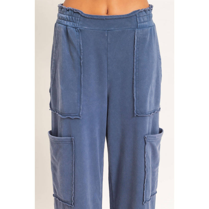Navy Mineral Wash Cargo Pants