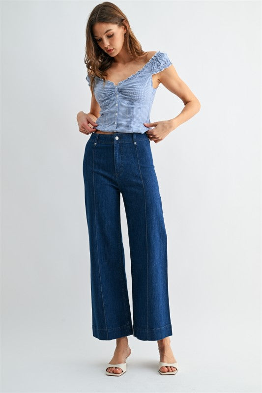 High Rise Wide Leg Ankle Jeans