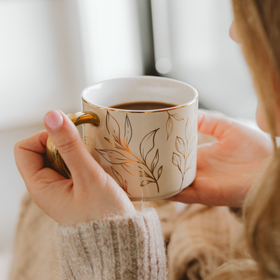 Gold Leaves Coffee Mug 14oz