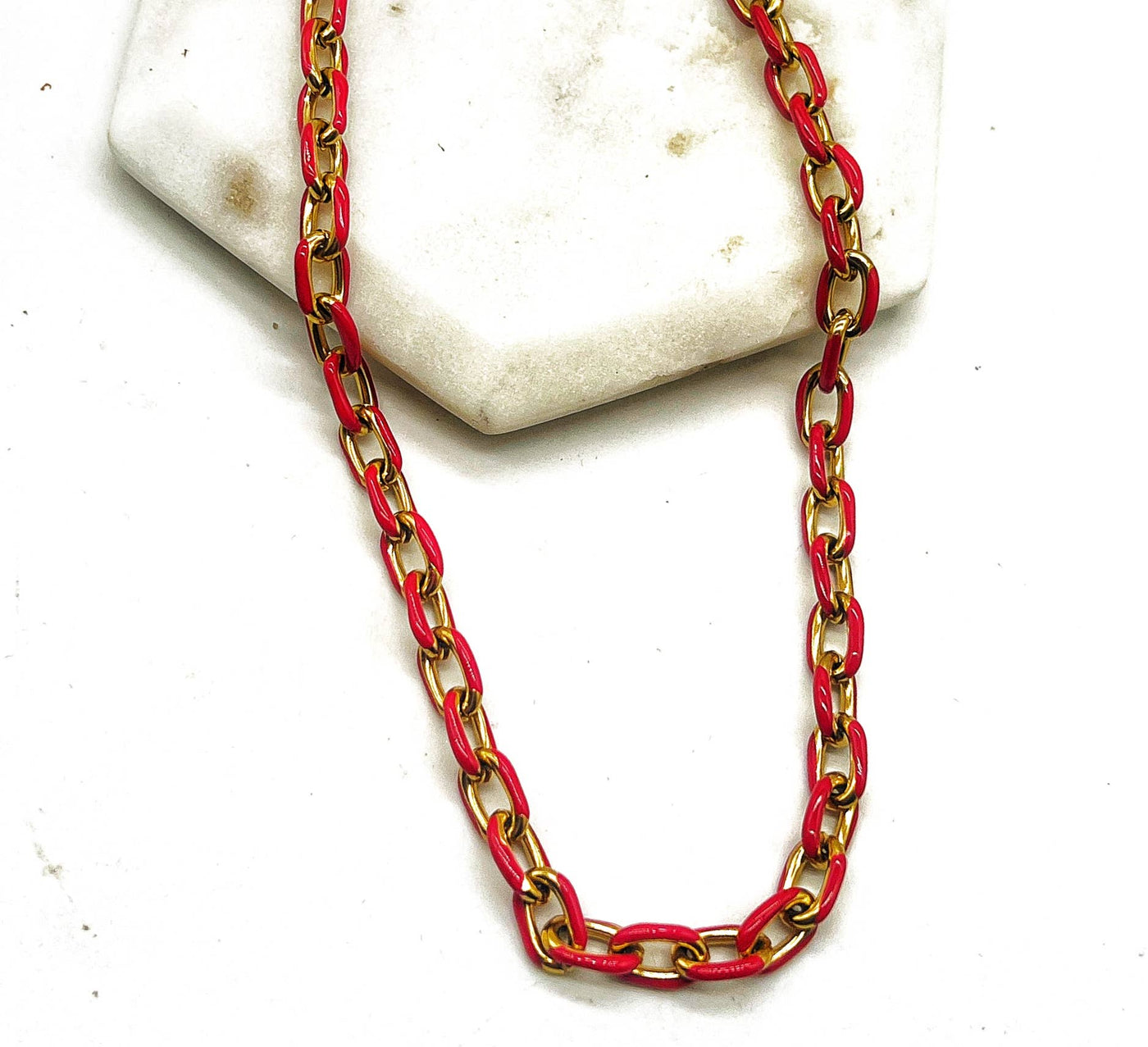 Red Gold Enamel Chain Layering Necklace Chiefs