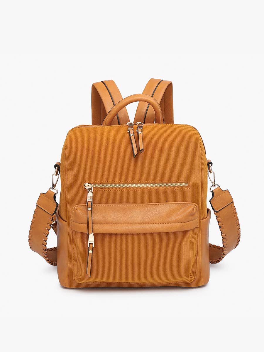 Amelia Camel Corduroy Convertible Backpack