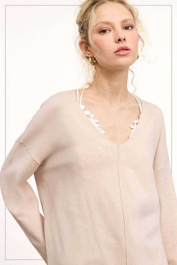 Coconut Milk Stretchy Lightweight Knit Top