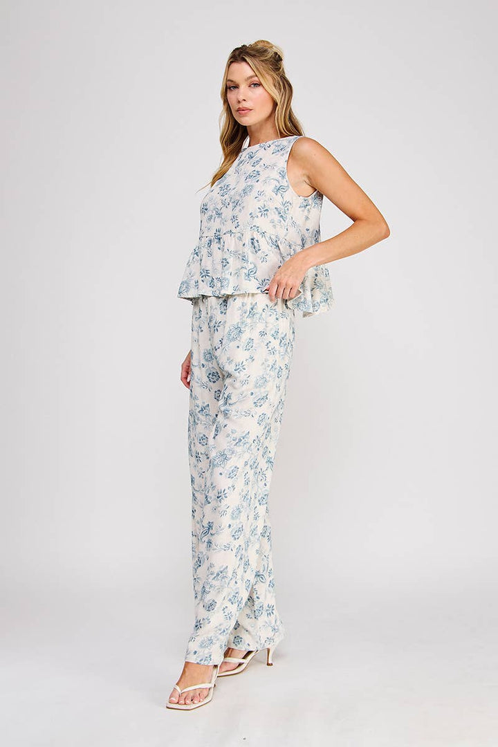 Blue Soft Linen Sleeveless Top