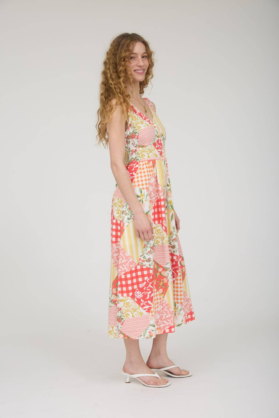 Red Multi Pattern Maxi Dress