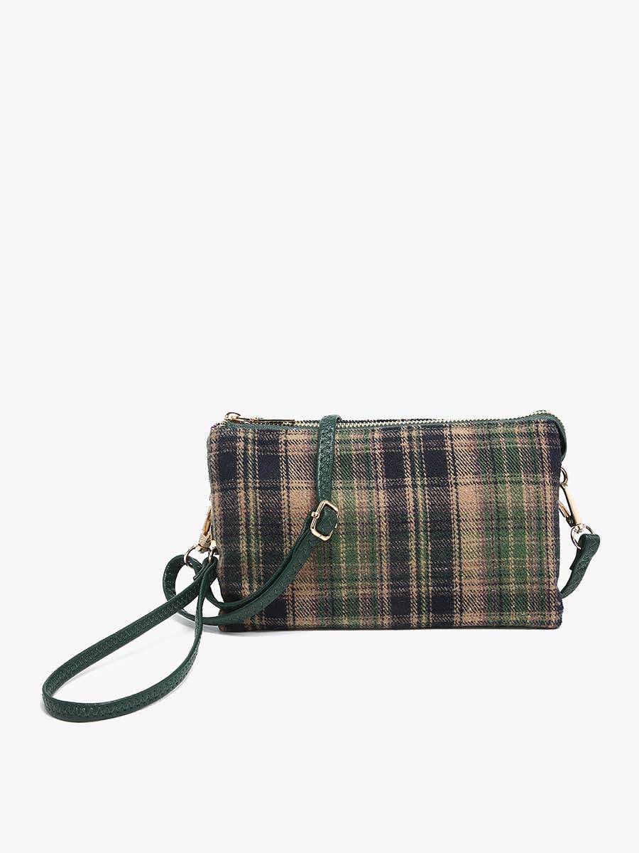 Riley Olive Plaid Crossbody/Wristlet