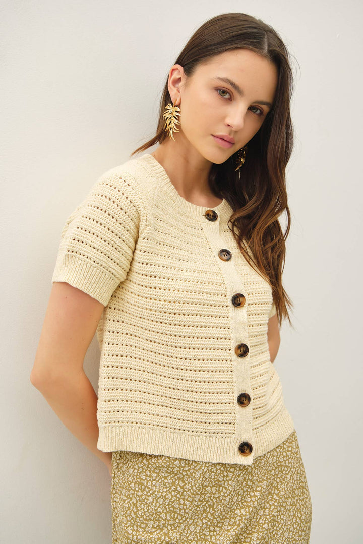 Butter Yellow Crochet Cardigan