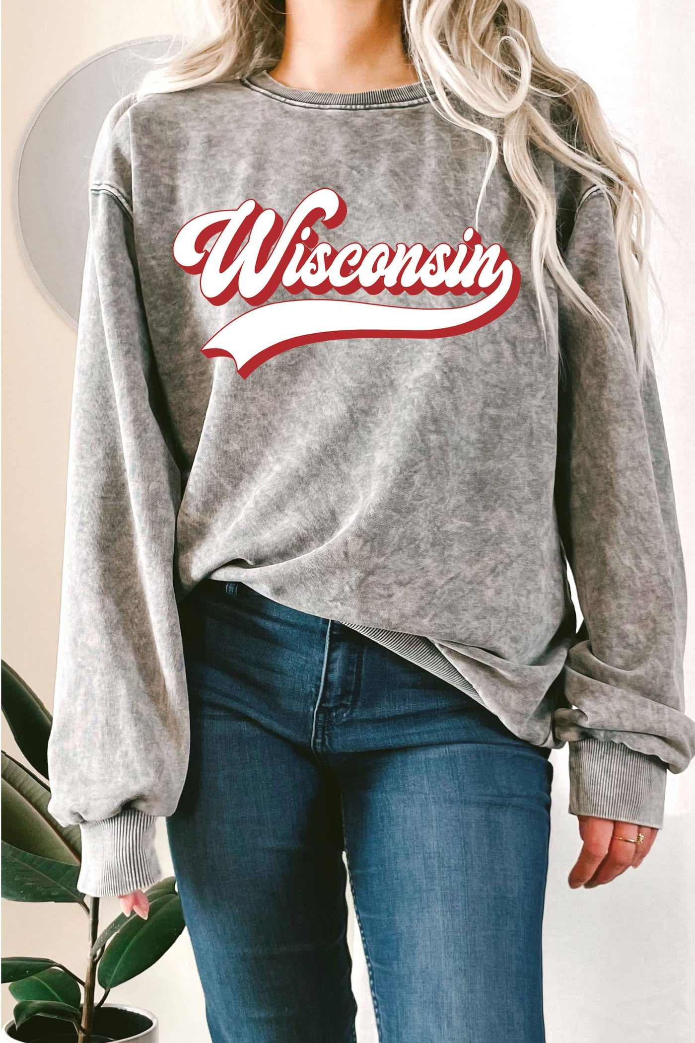 Grey Wisconsin Mineral Washed Sweatshirt