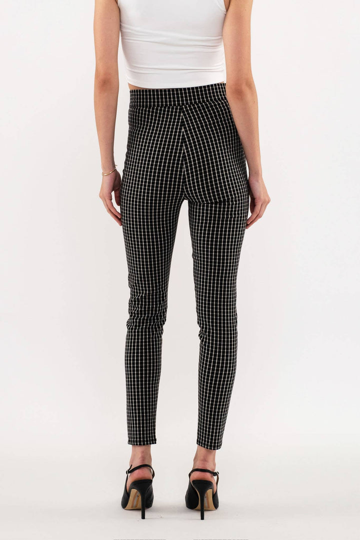 Black Checkered Straight Leg Pants