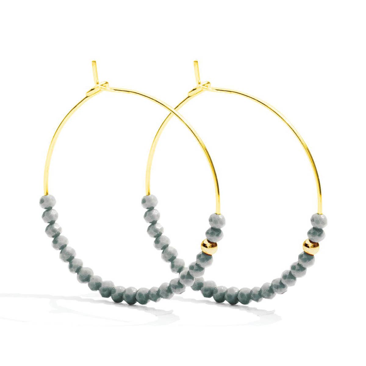 Grey Delicate Crystal Hoops