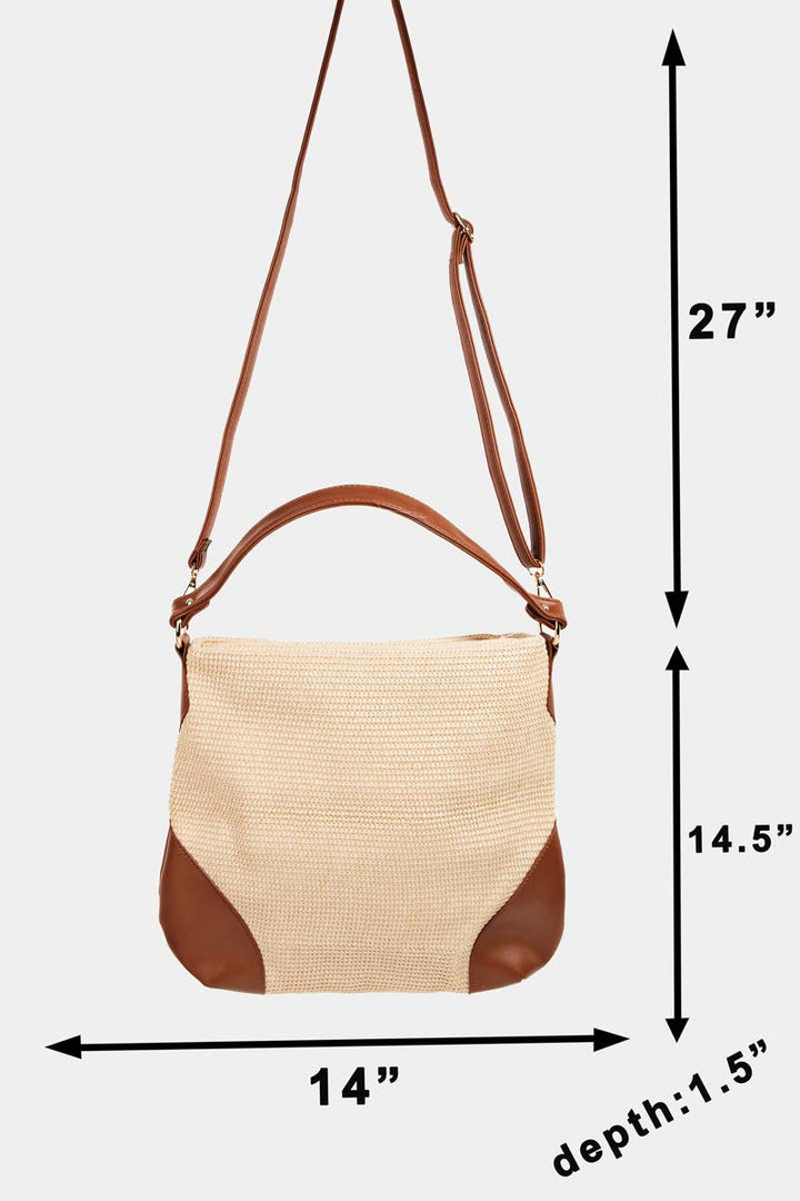 Brown Braided Square Shoulder Bag