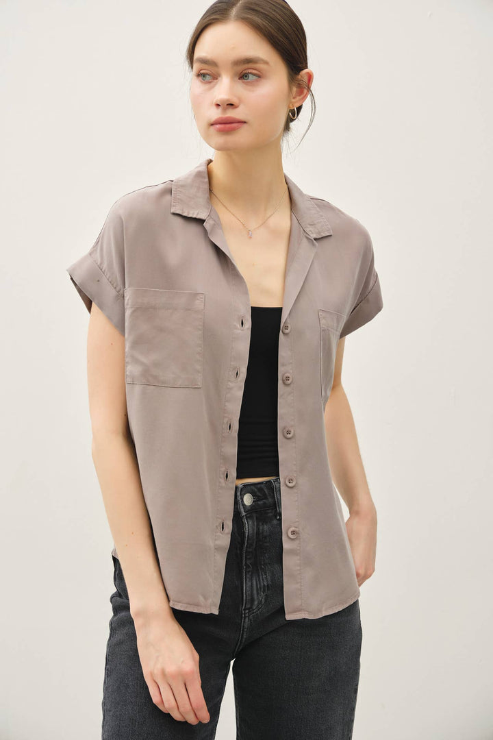 Greige Dolman Sleeve Shirt