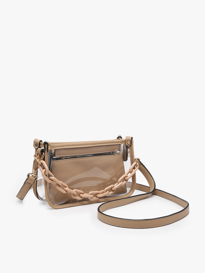Jessica Taupe Clear Crossbody