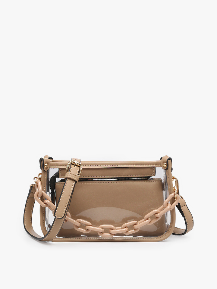 Jessica Taupe Clear Crossbody