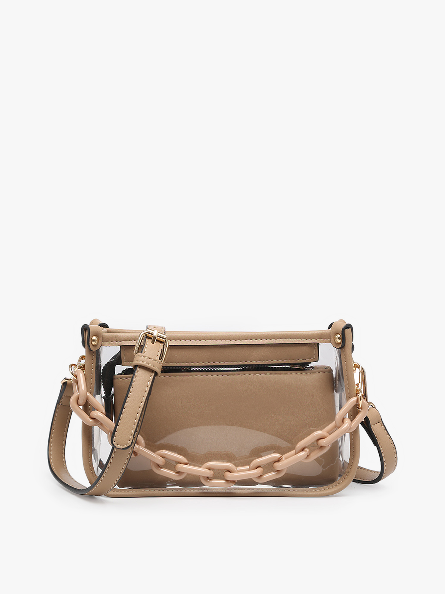 Jessica Taupe Clear Crossbody