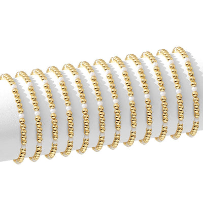 Gold Bead & Pearl Stretch Bracelets
