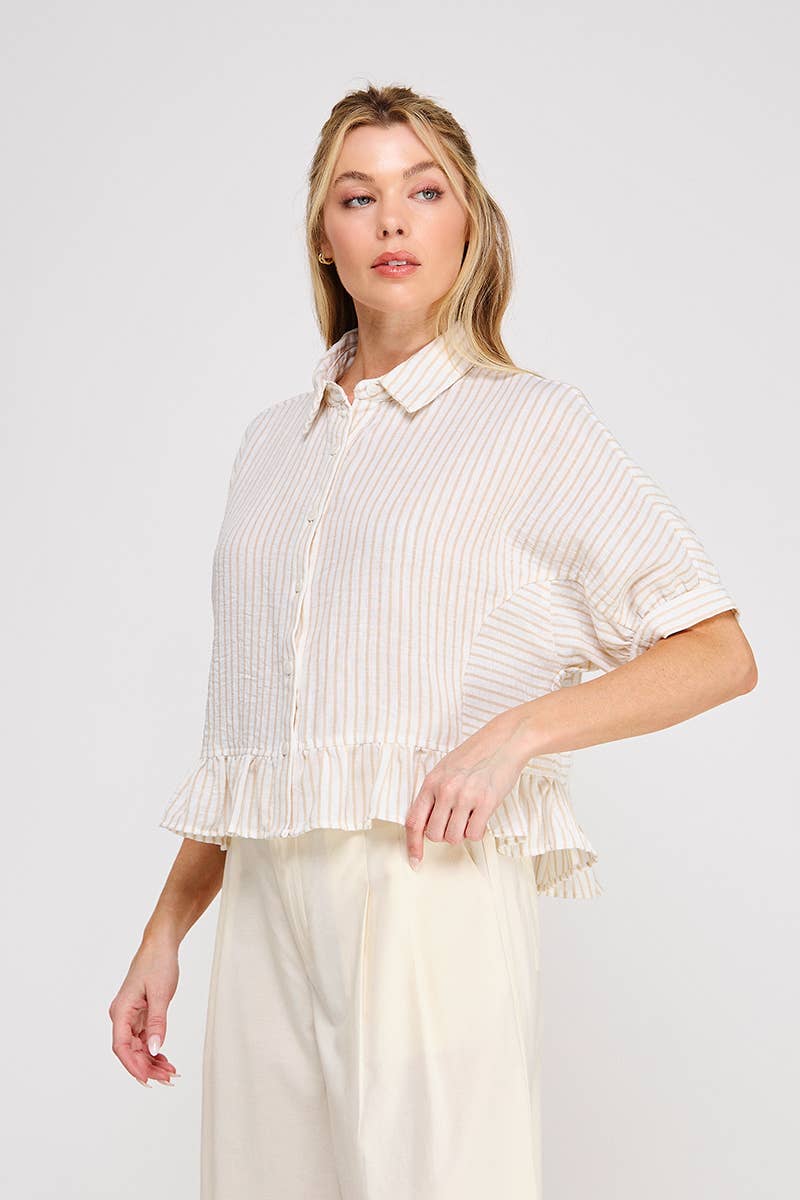Natural Button Down Top