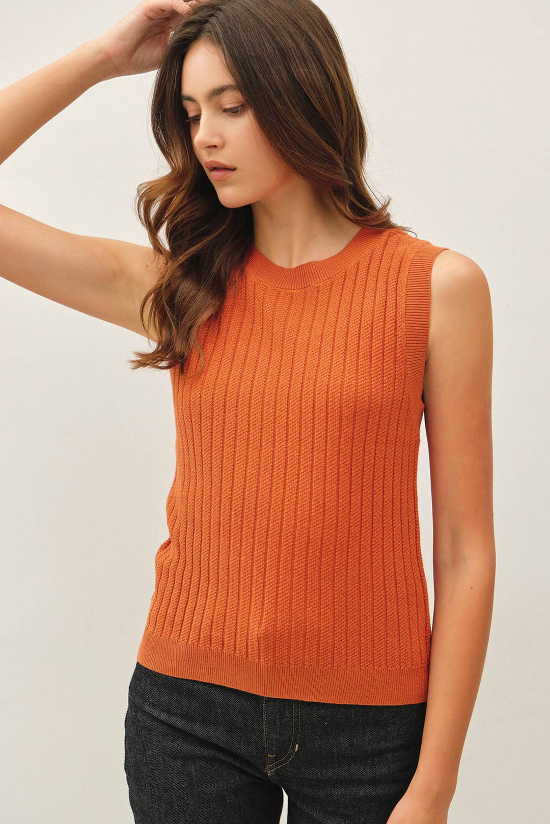 Terracotta Ribbed Sweater Tank