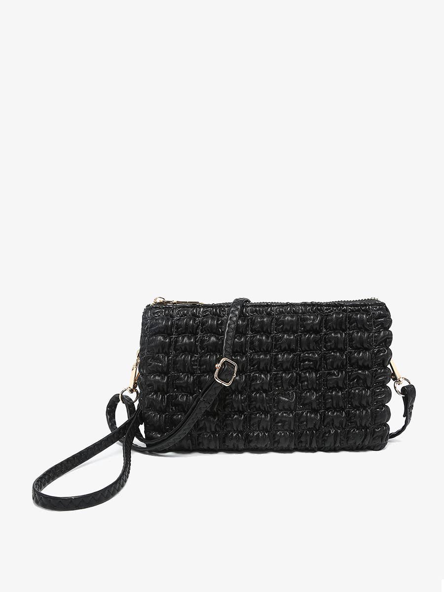 Riley Black Bubble Puffer Crossbody/Wristlet