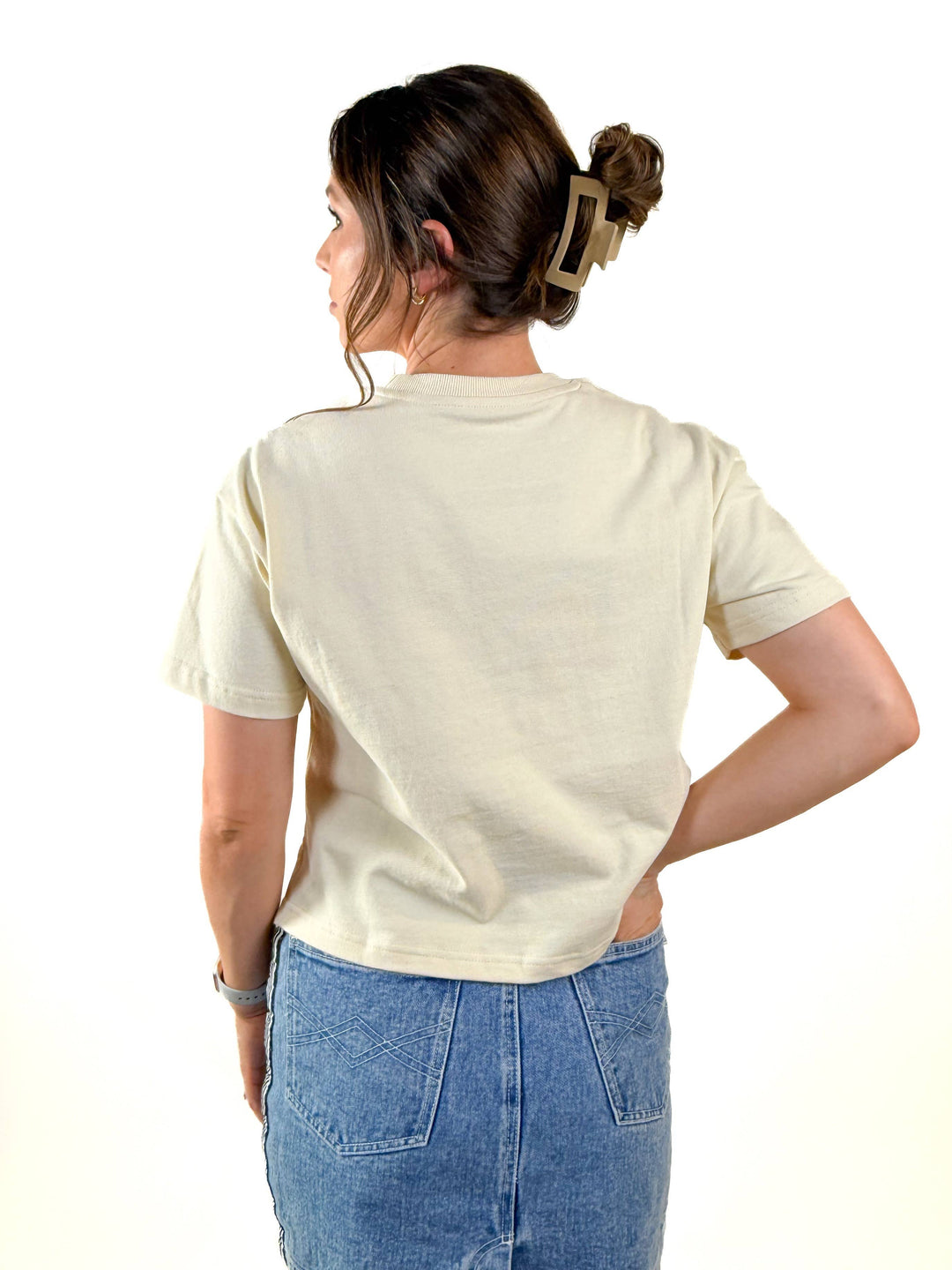 Oatmeal Wisconsin Heavyweight Crop Tee