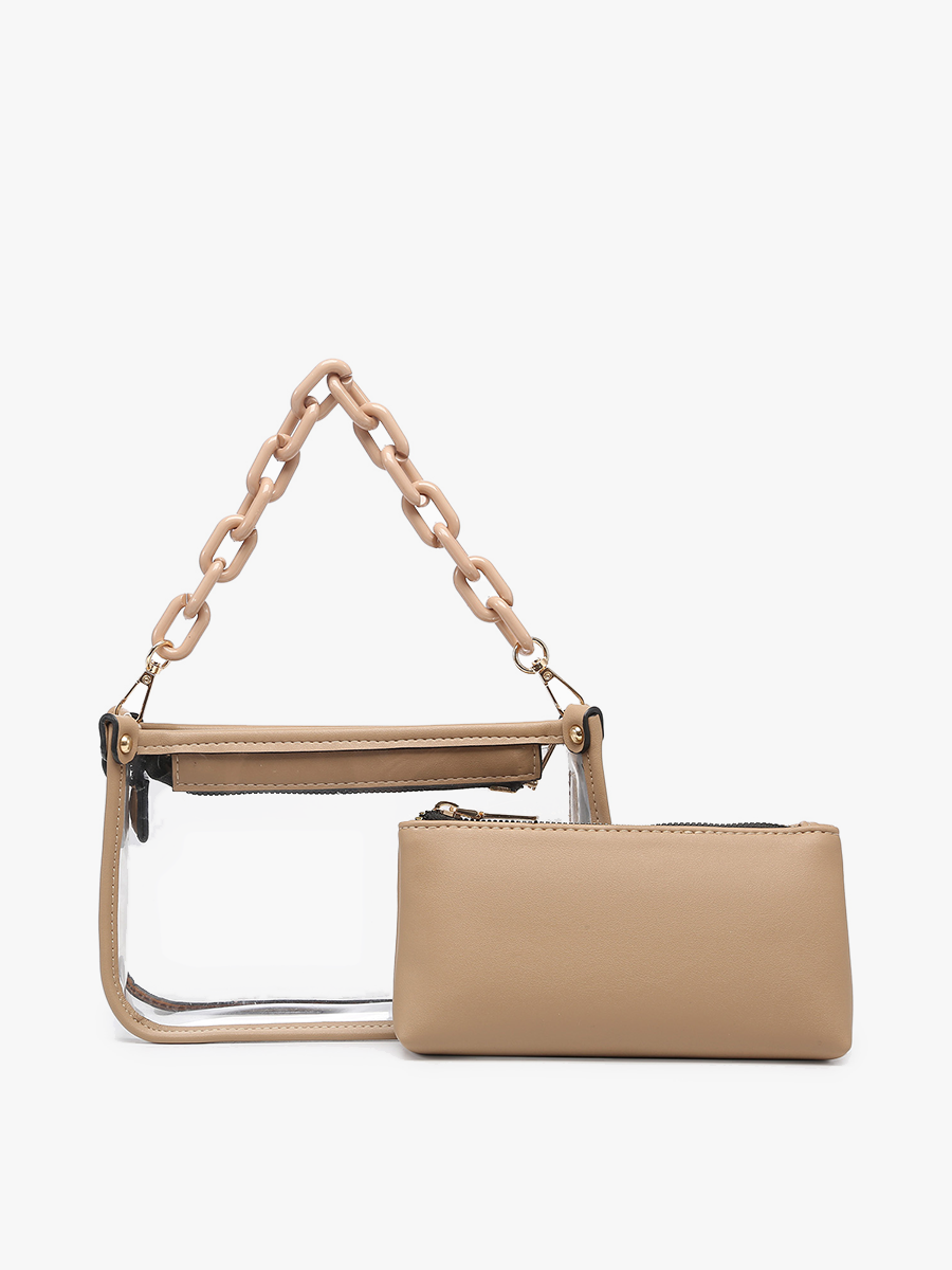 Jessica Taupe Clear Crossbody