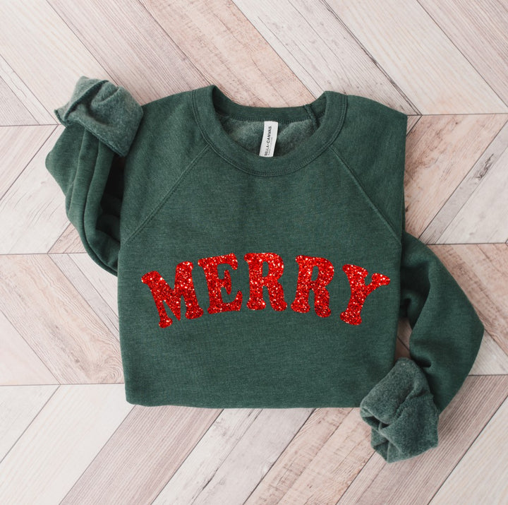 Forest Glitter Merry Graphic Sweatshirt