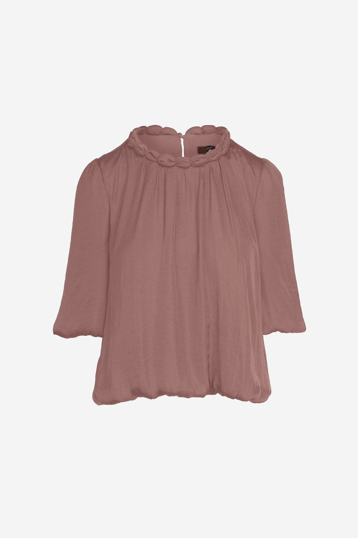 Mauve Accent Neck Blouse