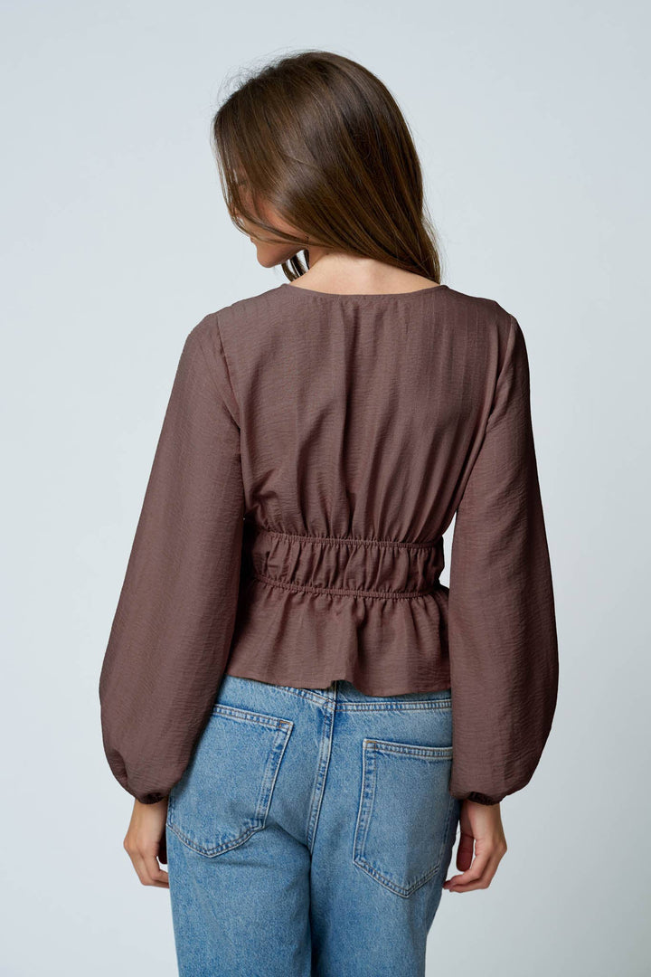 Chocolate Lace Ruffle Hem Top