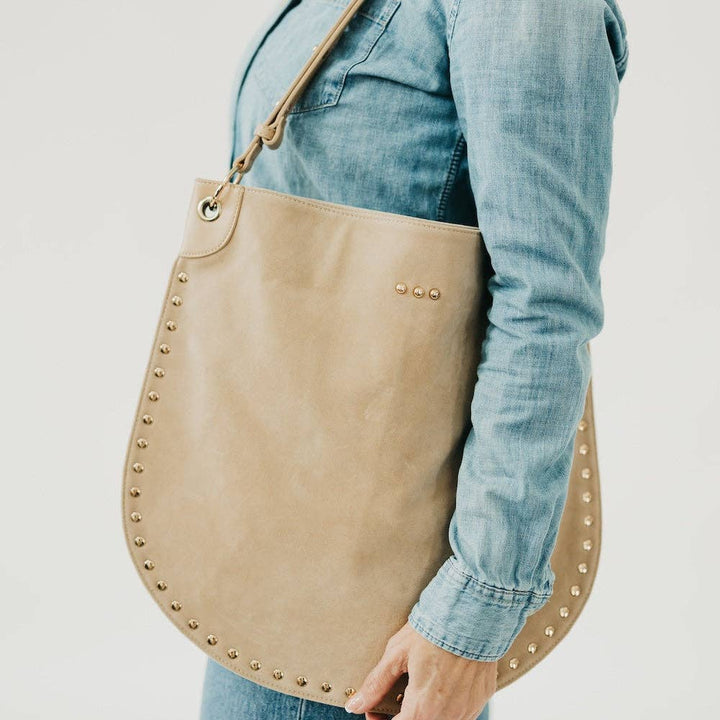 Rosalie Rivet Suede Hobo Bag : Chocolate